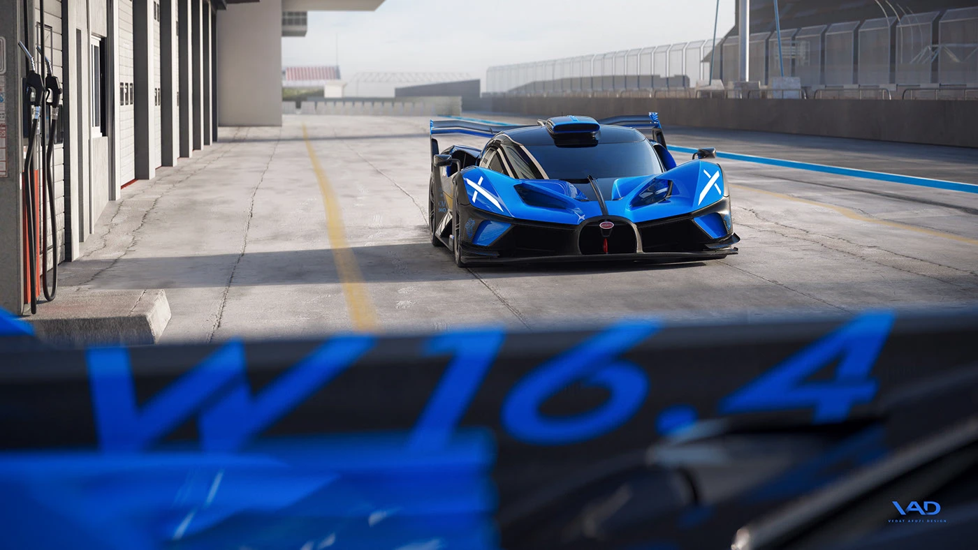 bugatti bolide CGI V-ray racetrack fullcgi rendering c4d