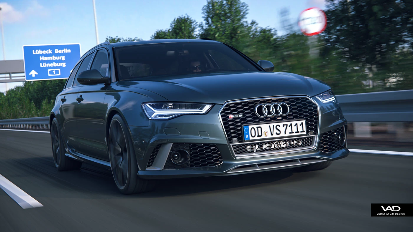 Audi rs rs6 race AUTOBAHN freeway fast rendering octane Octane Render compositing automotive fotorealistic quattro