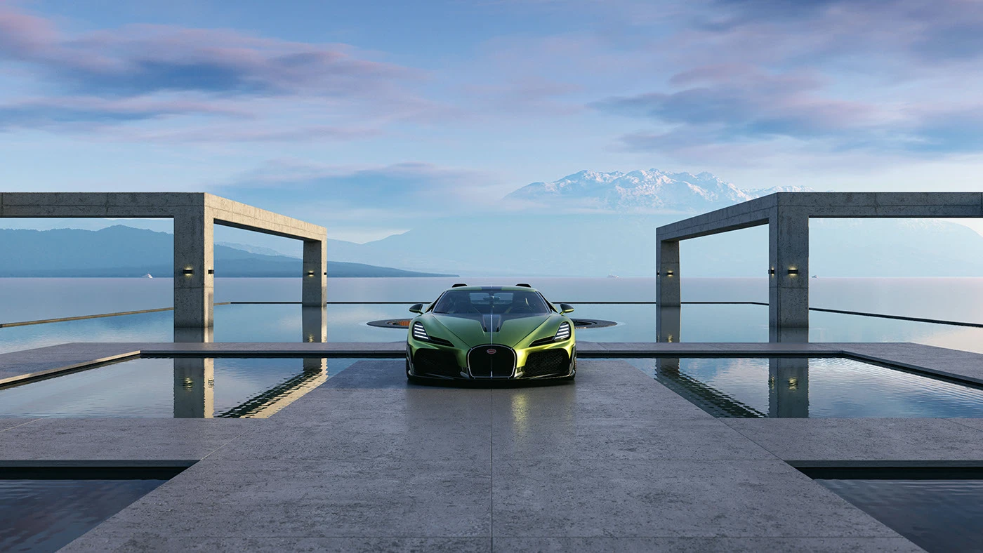bugatti Chiron brouillard Render c4d corona architecture visualization cgı