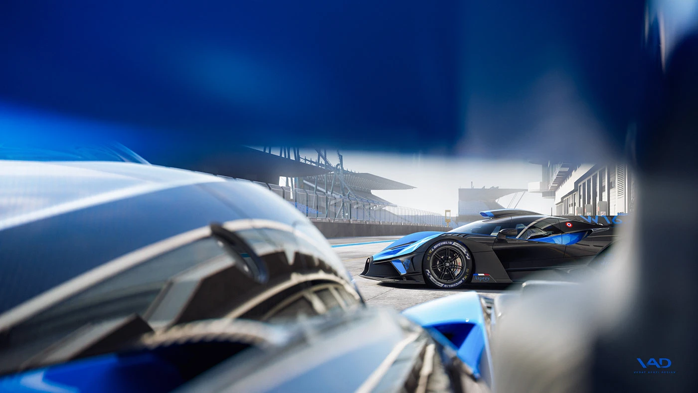 bugatti bolide CGI V-ray racetrack fullcgi rendering c4d
