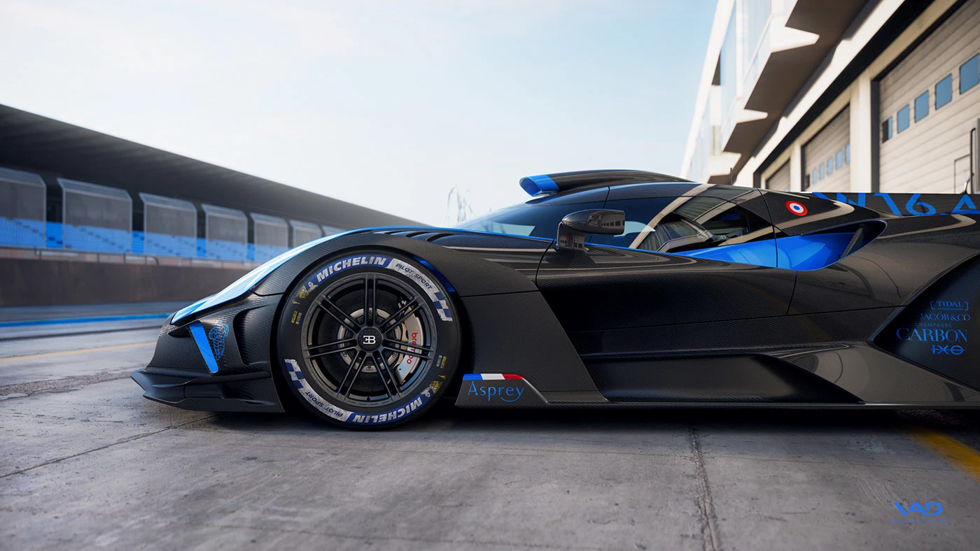 bugatti bolide CGI V-ray racetrack fullcgi rendering c4d