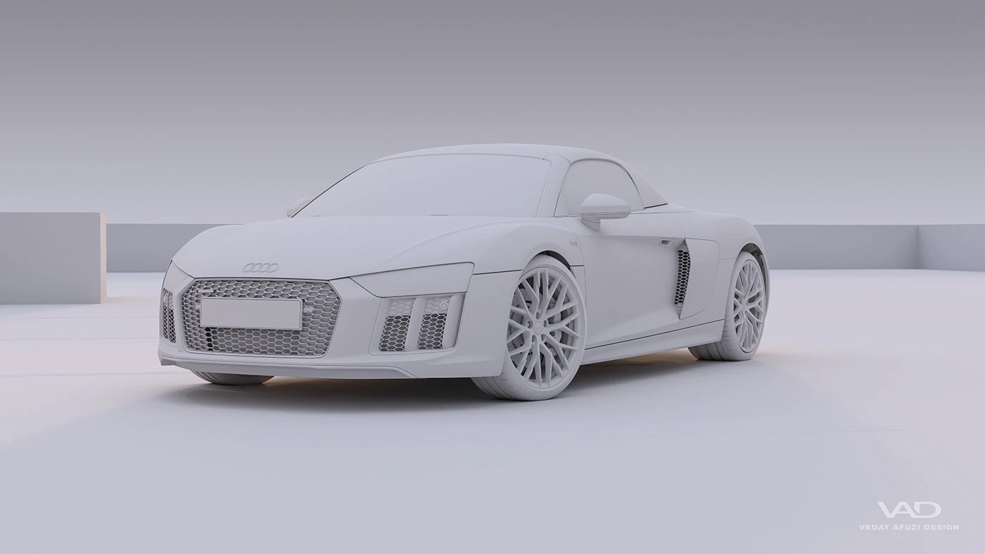 Audi R8 spyder CGI vray rendering yellow fullcgi