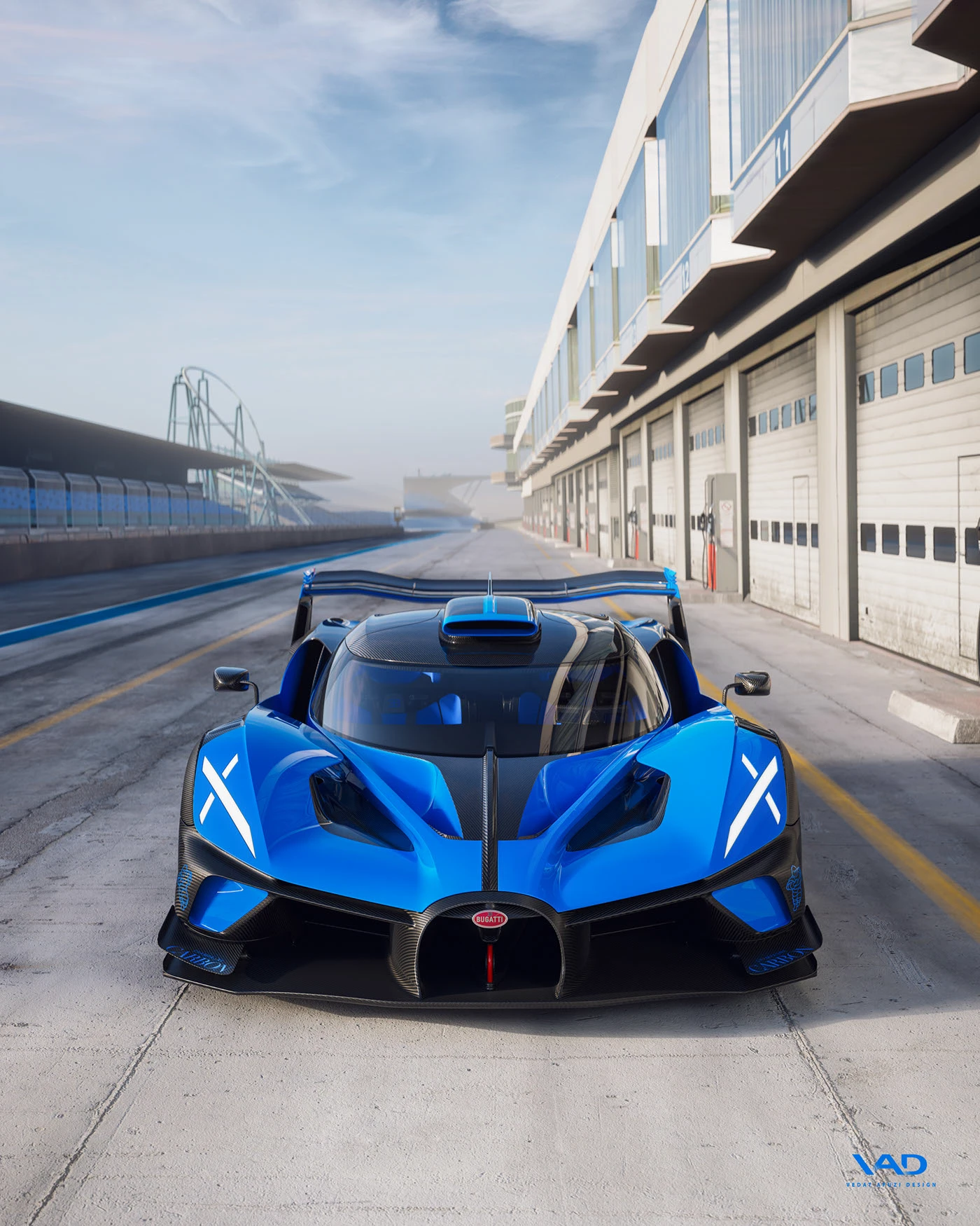 bugatti bolide CGI V-ray racetrack fullcgi rendering c4d