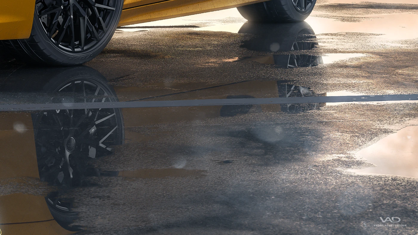 Audi R8 spyder CGI vray rendering yellow fullcgi