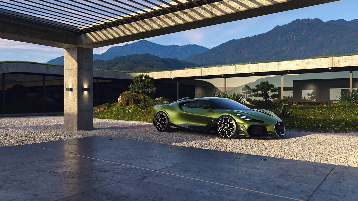 bugatti Chiron brouillard Render c4d corona architecture visualization cgı
