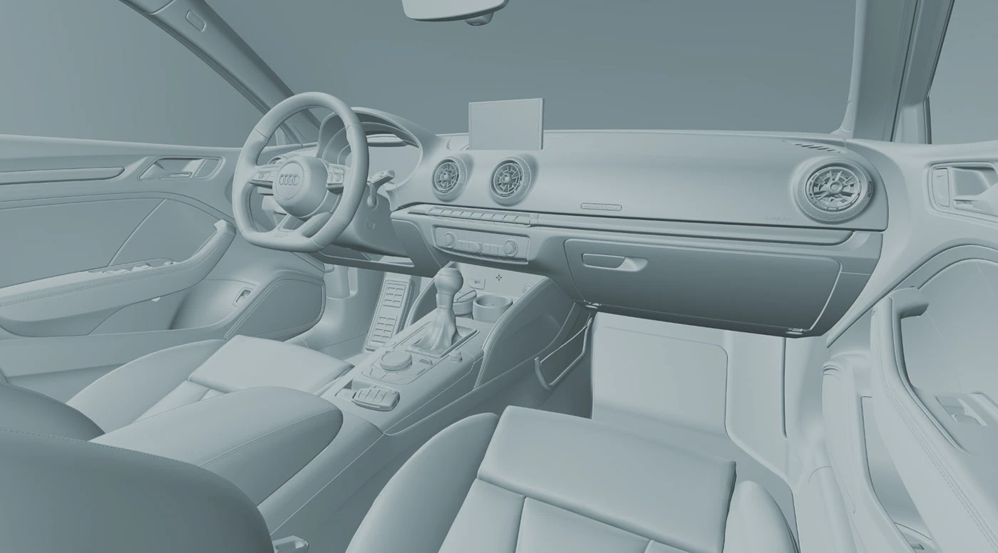 Audi rs RS3 vray rendering c4d Interior retouch car lighting