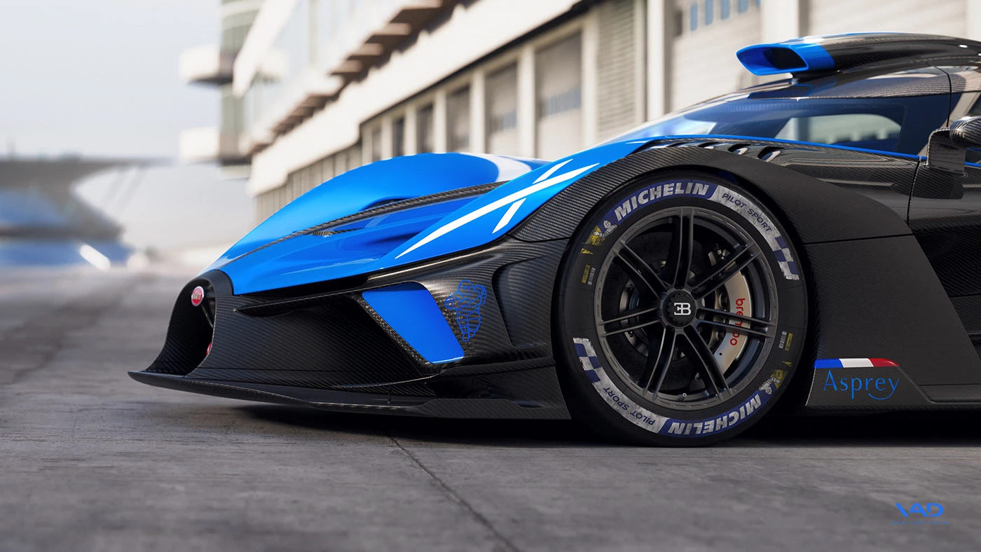 bugatti bolide CGI V-ray racetrack fullcgi rendering c4d