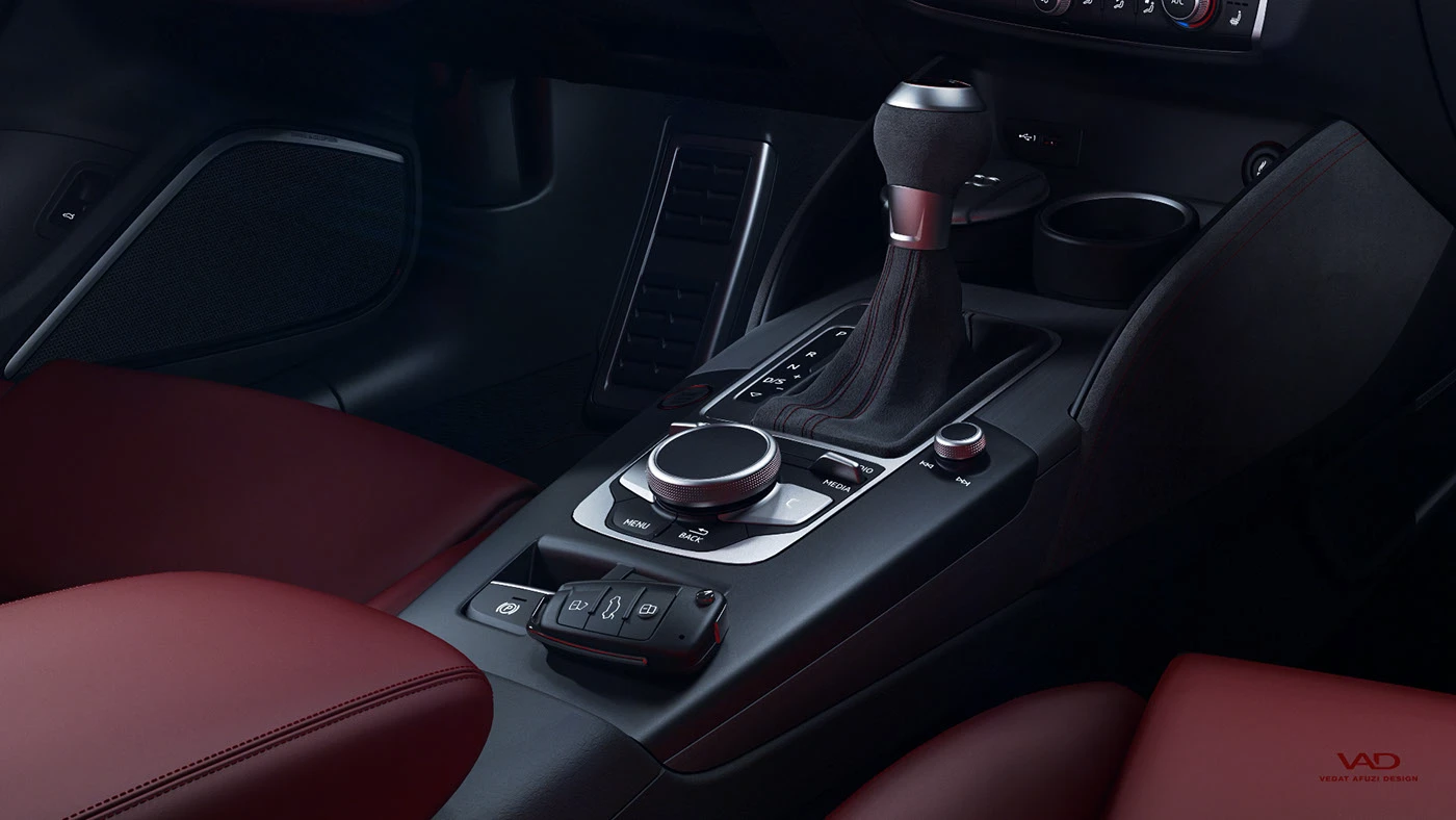 Audi rs RS3 vray rendering c4d Interior retouch car lighting